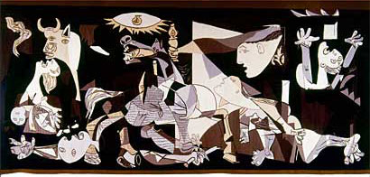 Le carton de la tapisserie Guernica trône à l'entrée de l'expo|Jean-Paul Epinette