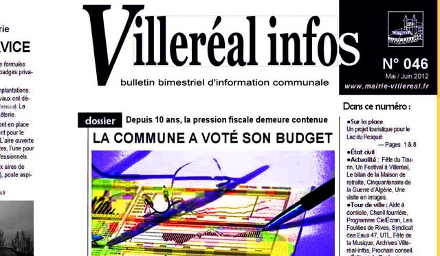 Le budget à la Une du numéro 46 de Villeréal-Infos.|Jean-Paul Epinette