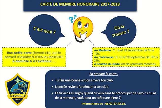 La carte de l'USV Rugby est en vente...|Photo DR - icimedia@free.fr La carte de l'USV Rugby est en vente...|Photo DR - icimedia@free.fr