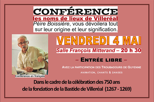 Les noms de lieu de la commune de Villeréal, une conférence de Pèire Boissière;;;|-|Photo © jean-Paul Epinette - icimedia@free.fr Les noms de lieu de la commune de Villeréal, une conférence de Pèire Boissière;;;|-|Photo © jean-Paul Epinette - icimedia@free.fr