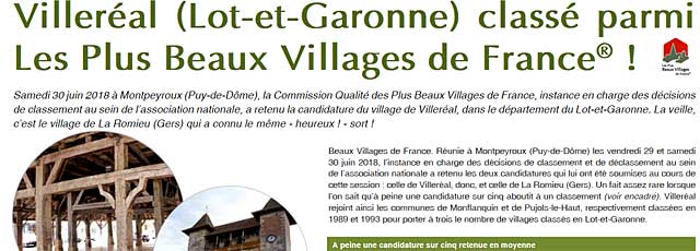 Le communiqué des Plus Beaux Villages de France. - Illustration DR Le communiqué des Plus Beaux Villages de France. - Illustration DR