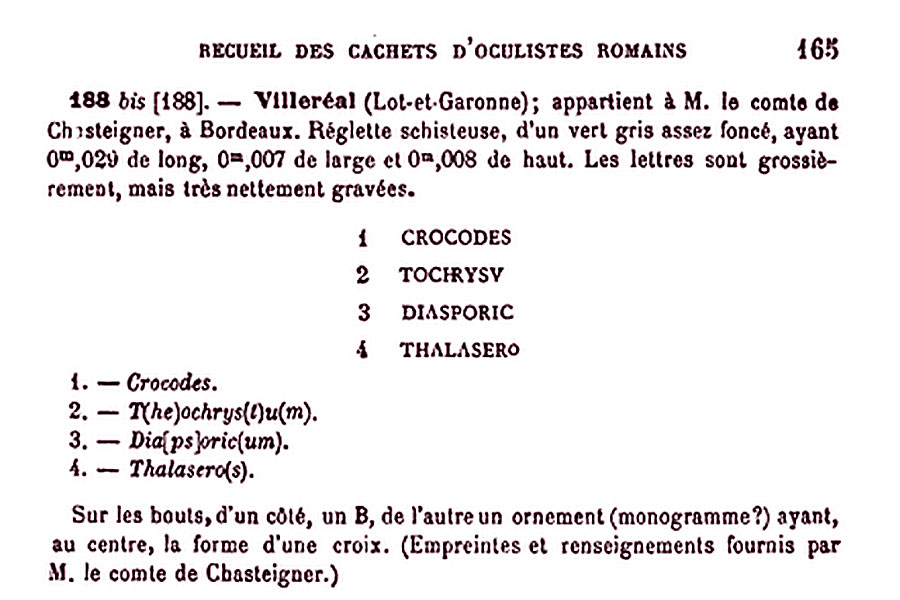 Le cachet à collyres de Villeréal, dans la Revue Archéologique (1894) -  - BnF - Gallica