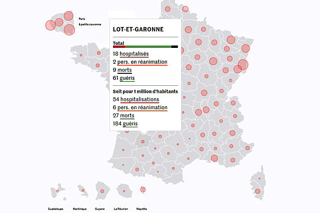 Santé Publique France cartographie le bilan de l'épidémie du Covid-19|Illustration DR