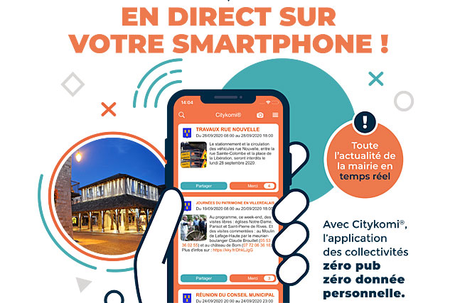 Villeréal en direct sur votre téléphone, avec l'appliccation gratuite Citykomi|(Illustration DR) Villeréal en direct sur votre téléphone, avec l'appliccation gratuite Citykomi|(Illustration DR)