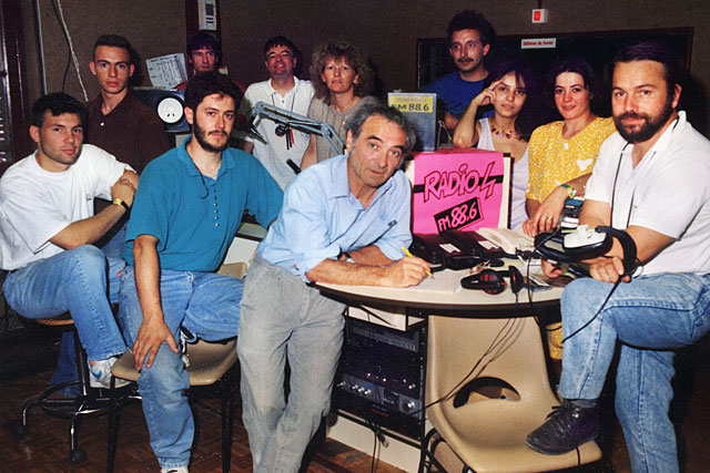 Septembre 1991 - De l'arrière vers l'avant, de g à d, Denis Quaranta, Jean Rocher, Jean-Étienne Monier, Josy Thomassin, Jacme Delmas, Katia Épinette, Brigitte Julien, Christophe Vecchiola, Mathieu Ménard, Claude Pons, Jean-Paul Épinette. - | Mémoire de Villeréal, Simon Vaissière - Droits réservés